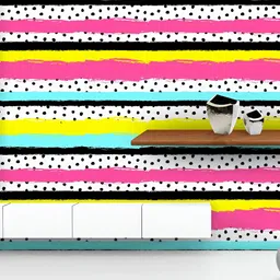 ArtzFolio Printed UV-Resistant Anti-Bacterial Abstract Stripes Dots Peel & Stick Wallpaper-6