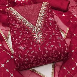 SHADOW & SAINING Embroidered Organza Semi-Stitched Dress Material-picture-11