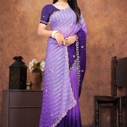 CaniBani Women Embroidered Ombre Poly Chiffon Saree-picture-34