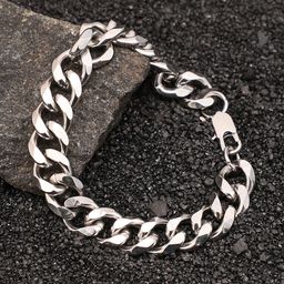French Accent Men Silver-Plated Link Bracelet-image-70
