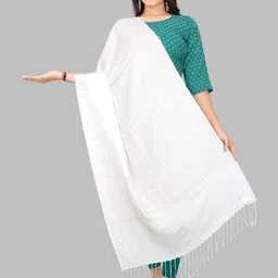 EBADAT Women White Solid Viscose Rayon Dupatta-picture-30