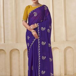 Kandora Ethnic Motifs Embroidered Pure Georgette Saree-image-35