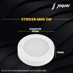 jaquar Mini Striker 3W Warm Round Surface (Pack of 4) Ceiling Light Ceiling Lamp image 2