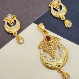DEWENWILS Gold-Plated American Diamond Studded Jewellery Set-18