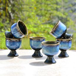 StyleMyWay 6 Pcs Blue Textured Serving Bowl Set-28