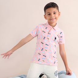 U.S. Polo Assn. Kids Boys Brand Logo Printed Polo Collar T-shirt-picture-33