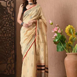THE WEAVERS SHOP BY RAAVI Ethnic Motifs Pure Cotton Ready to Wear Saree-image-51