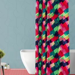 ArtzFolio Pink & Red Geometric Printed Waterproof Shower Curtain-8