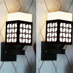 Gojeeva Brown Wood Square Wall Lamps-picture-30