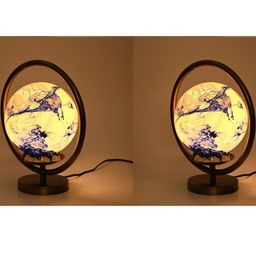 SOMIL Blue & Gold Toned 2 Pieces Printed Glass Spherical Table Lamps-image-40