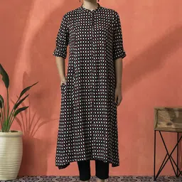 Sangria Printed A-Line Kurta-image-93