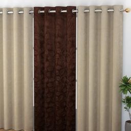 Galaxy Home Decor Multicoloured Set of 3 Room Darkening Long Door Curtain-10