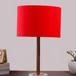 Aura Red Metal Traditional Cylindrical Shaped Table Lamp-image-85