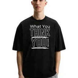 Fashnobic Men Typography Printed Round Neck Cotton Oversized T-shirt-image-4
