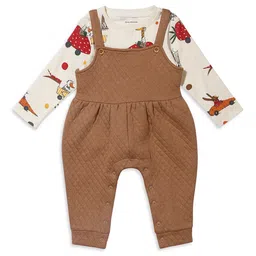 My Milestones Infant Boys Printed Dungarees With T-Shirt-96