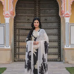 GoSriKi Women Floral Printed Regular Kurta with Trousers & With Dupatta-picture-30