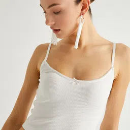 Koton Women Solid Shoulder Straps Viscose Rayon Top-image-69