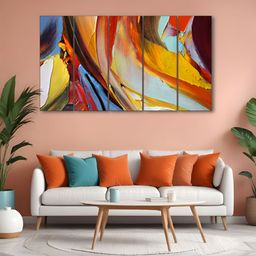 The Castle Decor Blue & Red 5 Pieces Wooden Abstract Wall Art-image-44