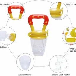 little warriors Baby Fruit Feeder and Pacifier - Fresh Food Feeder, Infant Teether Nibbler Toys, for Toddlers & Kids (Yellow) Teether and Feeder image 4