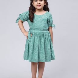 Biglilpeople Girls Floral Printed Fit & Flare Cotton Dress-image-48