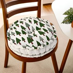 Myntra Elegant Homes Green & White Printed Round ShapedChairPads-picture-14