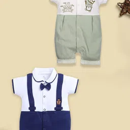 BABY GO Boys Pack Of 2 Printed Pure Cotton Rompers-21