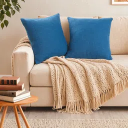 House This Amodini Blue 2 Pieces Square Cotton Cushion Covers-picture-21