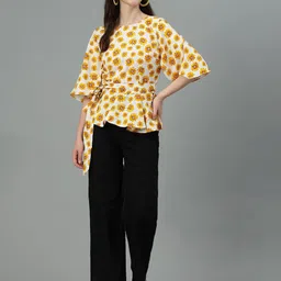 Stylecast X Kotty Floral Print Bell Sleeve Top-image-48