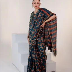 STAVA CREATION Floral Pure Cotton Chanderi Saree-image-73