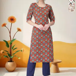 HERE&NOW Selection Of 3 Geometric Printed Round Neck Straight Kurtas-70