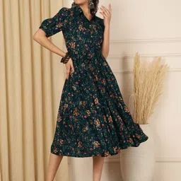 Anouk Women Floral Printed Shirt Collar Anarkali Ethnic Kurta-picture-27