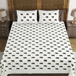 Sangria Printed 210 TC Super King Cotton Bedsheet With 2 Pillow Covers- 2.7 m x 2.7 m-image-20