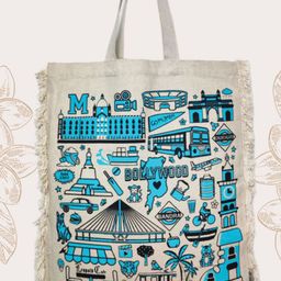 MAATIR DESIGNS Printed Shopper Tote Bag with Fringed-image-54