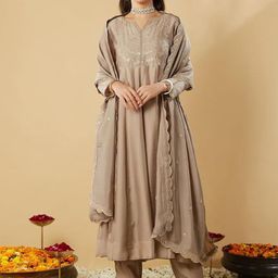 KALINI Women Embroidered Sequinned Kurta with Trousers & Dupatta-picture-46