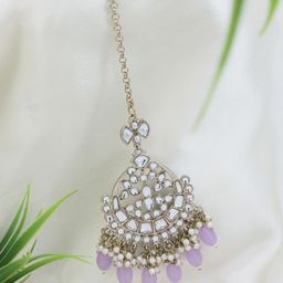 I Jewels Gold-Plated Maang Tikka Head Jewellery-image-9