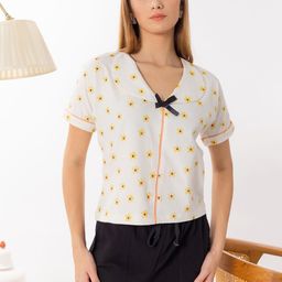 ELEVENS HEAVEN Floral Print Peter Pan Collar Lounge T-shirt-image-25