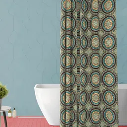 ArtzFolio Green and Teal Ethnic Motifs Printed Waterproof Shower Curtain-85
