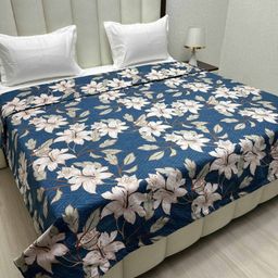 Pure Decor Comfy Blue & Peach Floral Printed Microfiber 150 GSM Double Bed Comforter-image-88