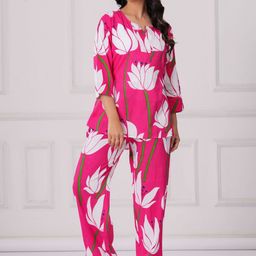 DECORIS Women Cotton Printed Top with Trousers-picture-22