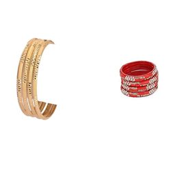 1ST TIME Set Of 8 Gold-Toned Alloy Artificial Stones & Beads Antique Bangles-picture-14