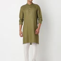 BELLAZO Mandarin Collar Cotton Silk Straight Kurta-picture-35