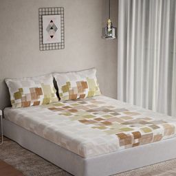 DDecor Vega Collection Brown Printed Cotton 144 TC Queen Bedsheet Set 2.24m x 2.54m-image-99