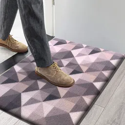 LUXEHOME INTERNATIONAL White & Grey Geometric Printed Anti-Skid Doormat-24