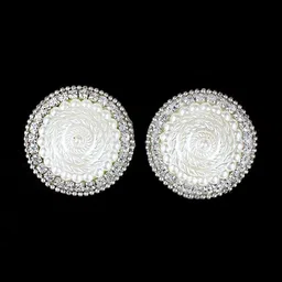KPOP Silver-Plated Circular Rhinestone Studs-image-80