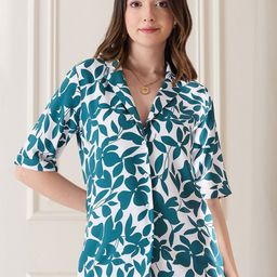 Berrylush Tropical Print Shirt Style Top-picture-44