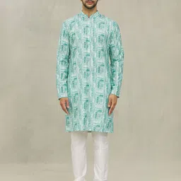 Arihant Rai Sinha Men Floral Printed Thread Work Kurta-image-78