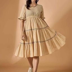 Azira Women Checked Fit & Flare Midi Dress-image-71