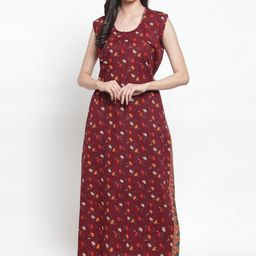 Secret Wish Women Printed Pure Cotton Maxi Nightdress-picture-46