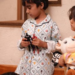 Funny Bones Clothings Unisex Kids Printed Night suit-image-81