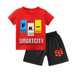 FRENCH KLEIDER Boys Pack Of 3 Printed Round Neck Pure Cotton T-shirt With Shorts image 4